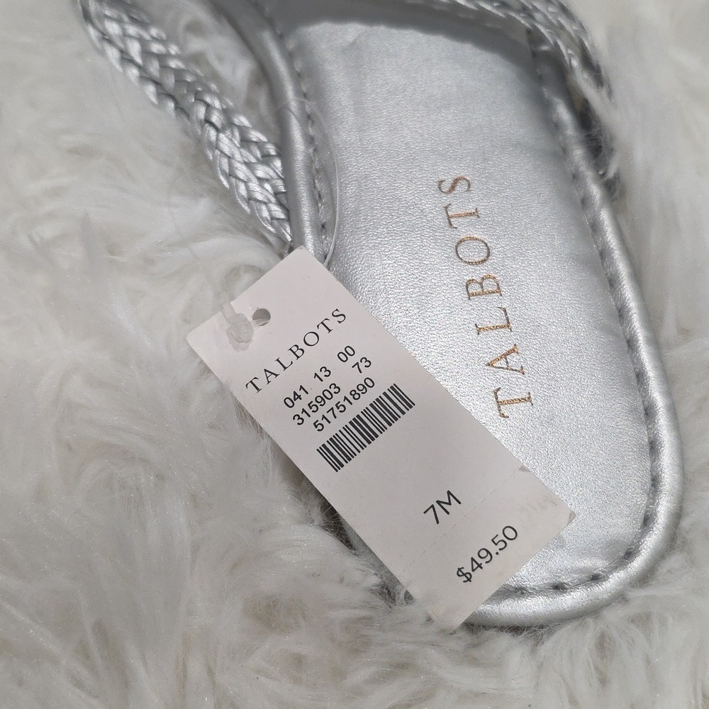 Talbots Metallic Silver Braided Sandals. Size 7. NWT! - Picture 2 of 4